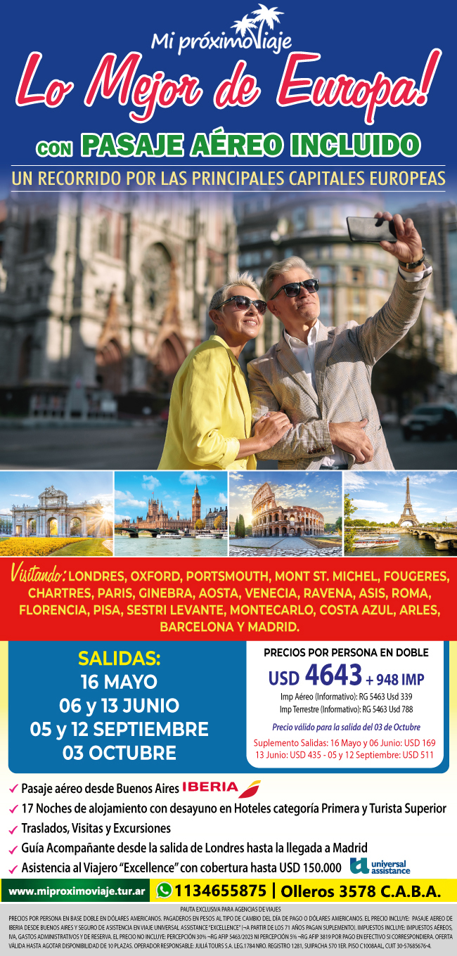 LO MEJOR DE EUROPOPA con PASAJE AEREO INCLUIDO!